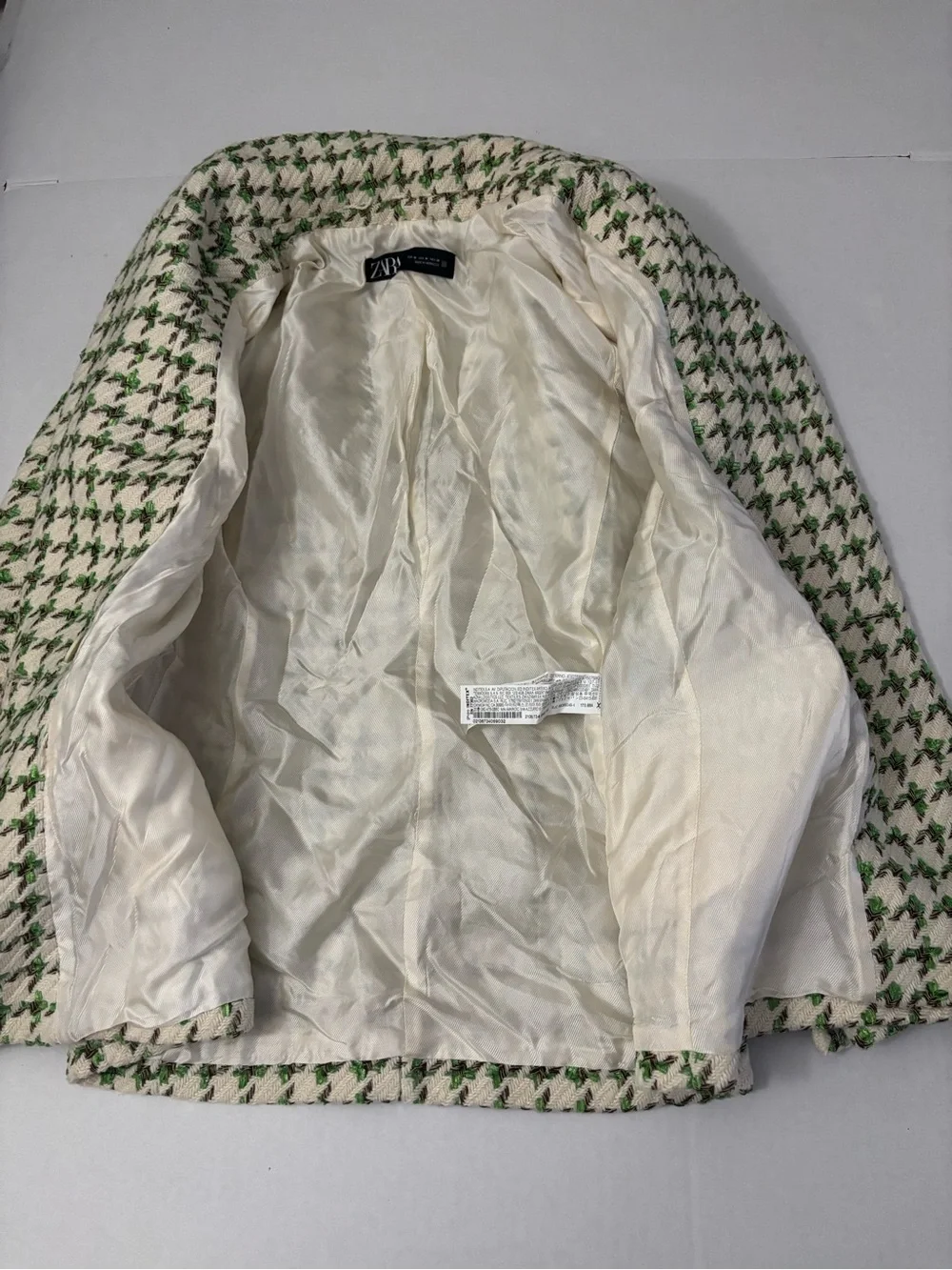 Zara Woman Textured Blazer Jacket Green Size M